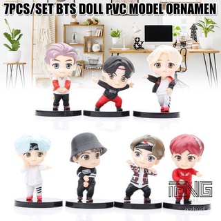 ❤7 unids/Set BTS Tiny TAN Mini figura Bangtan Boys grupos BTS Anime figura de juguete grupo de regalo ídolo muñeca modelo de PVC 9qAz