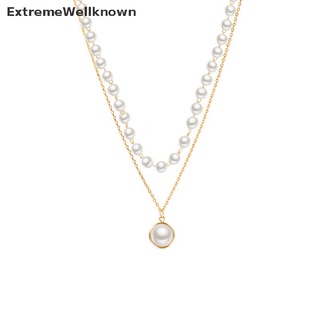[ExtremeWellknown] Gargantilla de doble capa de oro con colgante de perla collar joyería