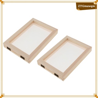 marco de impresión de pantalla para hacer papel, 2 unidades de pantalla de malla con madera natural