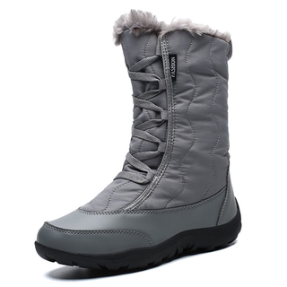 Botas de nieve para mujer de invierno impermeables botas de algodón antideslizantes zapatos para mujer cálidos de tubo medio y grueso terciopelo a prueba de agua (6)