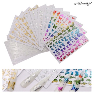 [MYTR Nai.D] 4/16Pcs 3D Butterfly Colorful Luminous Transfer Foil Nail Art Manicure Stickers