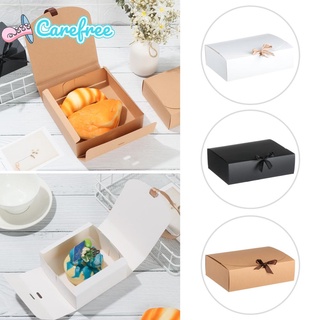 CAREFREE 5pcs Multi Size Cardboard Package Wedding Event Candy Storage Square Kraft Paper Box Cloth T-Shirt Scarf Pack Jewelry DIY Craft Boxes with Ribbons Party Supplies Gift Wrapping/Multicolor