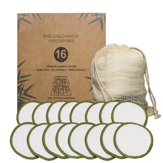 UKISS - almohadillas reutilizables para removedor de maquillaje (16 unidades, algodón de limpieza Ficial, con bolsa de lavandería, removedor de maquillaje)