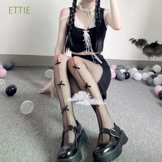 ETTIE Gothic Bow Stockings New Mesh Pantyhose Fishnet Tights Women Lolita Fashion Japanese Girls Long Stocking Transparent