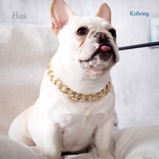 Kuhong FASH Pet Bully Dog Collar de cadena chapado en oro ajustable cadena de Control de seguridad