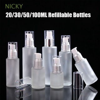 nicky 20/30/50/100ml botellas recargables botella de vidrio perfume spray botella de viaje vacío contenedor transparente comestic loción esmerilada