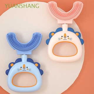 Yuanshang 360 grados suave de grado alimentario de mano bebé niños niños cepillo de dientes de silicona en forma de U cepillo de dientes de bebé/Multicolor (1)