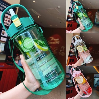Botella de agua portátil para viaje 2L taza a prueba de fugas botella de plástico para deportes al aire libre