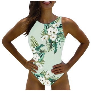 Women Sexy One-Piece Print Jumpsuit Beachwear Swimwear Push-up Bikini