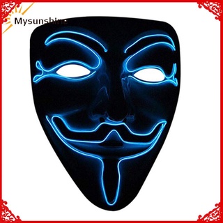 Máscara brillante Halloween Horror terror Led fiesta El Glow V palabra máscara carnaval (1)