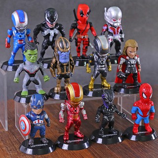 Tel12 pzas/Set de figuras de Figura Negra de Marvel Avengers Thanos Ironman Spiderman/capitán América/Modelo de Figura Negra/Pantera Negra