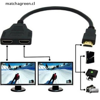 (matcha) HDMI 2 Doble Puerto Y Divisor 1080P v1.4 Macho A Hembra Cable Adaptador { bigsale }