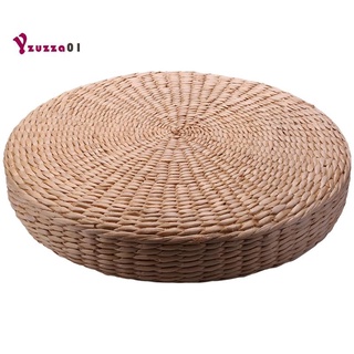 40 cm tatami cojín redondo paja tejido hecho a mano almohada piso yoga silla asiento estera (1)