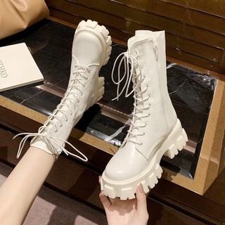 [Spot] Botas de suela gruesa Martin botas de mujer tendencia otoño nuevas suela gruesa botas de tubo medio delgado blanco botas cortas aumento