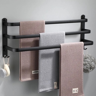 Multifunction Three-layer Aluminum Durable Towel Rack With Hooks