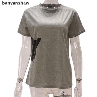 banyanshaw mujer verano moda lindo gato impresión camiseta casual manga corta tops camisetas mujer cl (1)