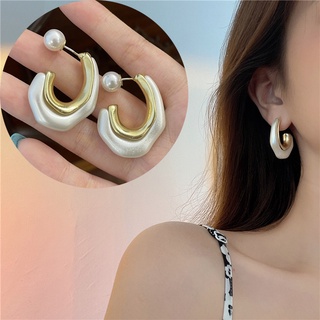 Wx aretes de perlas de plata S925 de alta calidad para mujer/niñas/aretes de perlas irregulares/aretes de aro simples y versátiles