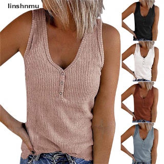 [linshnmu] Women's Loungewear V-neck Undershirt Sleeveless Button-Down Tank Top Vest Shirt [HOT]