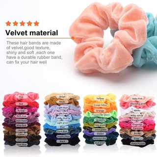 Pack of 50 Velvet Hair Scrunchies Elastic Bobbles Hair Bands (Mixed) - Soft