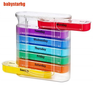 [babystarhg] 28 grid spring pill box 7 días semanal pillbox plástico contenedor de almacenamiento medicina (1)
