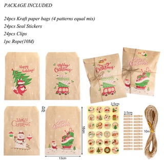 teakk 24sets rojo fox navidad kraft bolsas de papel galletas bolsas de regalo bolsas de navidad pegatinas de fiesta favor caramelo bolsa de nieve bolsa de embalaje galletas bolsa (2)