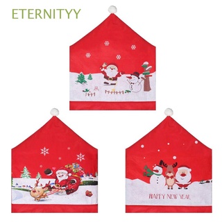 ETERNITYY Red Hat Christmas Chair Cover Kitchen Dinner Table Santa Claus Cap Soft Stretch Xmas Decor Party Supplies Dining Room Home Decoration