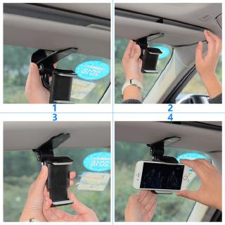 Soporte para teléfono con clip para coche soporte para teléfono con visor de sol soporte para teléfono móvil soporte para fijación GPS soporte universal para coche se puede fijar en 360 apto para 4-6.5 pulgadas (6)