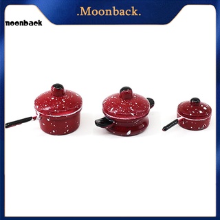 < moonback > 3Pcs 1/12 Casa De Muñecas Mini Lindo Accesorios De Cocina Macetas Rojas Modelo De Juguetes Adornos
