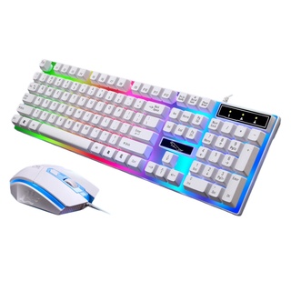 Gaming USB Wired Keyboard Mouse Set Rainbow LED for Computer Multi Uses