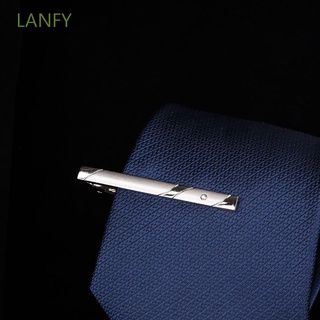 LANFY Tie Pin Hombres Accesorios Aleación Color Plata Boda Cristal Lazo Clips Corbata