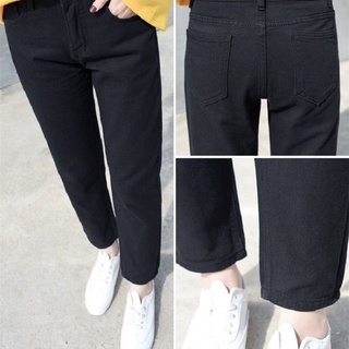 Nuevo Casual cintura alta suelta blanco negro azul Jeans recto pierna pantalones mujeres novio Vintage Denim pantalones (5)