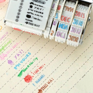 Cuaderno De recortes Kawaii Retro calcomanía Material De oficina papelería sellos De rollo De hojas y fecha sello/Multicolor (6)