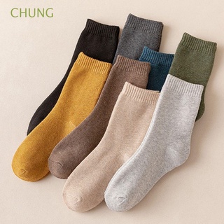 CHUNG High Quality Men Winter Socks Soft Floor Socks Male Hosiery Middle Tube Plush Solid Color Ankle Socks Home Simple Thicken Thermal Sock