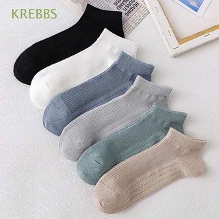 KREBBS High Quality Men Short Socks Trendy Cotton Hosiery Boat Socks Male Hosiery Ankle Hosiery Solid Color Cotton Breathable Simple Men Socks/Multicolor