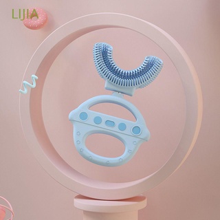 Lijia Manual 2-12 años bebé niños nave espacial en forma de U bebé cepillo de dientes niños cepillo de dientes de silicona/Multicolor