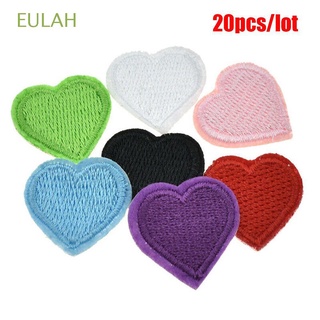 EULAH 20pcs/lot Patches Sewing On Badge Appliques Love Heart DIY Iron On Embroidered Clothes Sticker/Multicolor