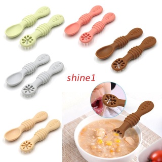 shine1 - juego de 2 cucharas de silicona para recién nacidos, utensilios de alimentación
