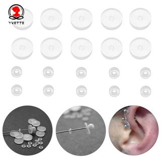 Yvette Piercing Anti hiperplasia discos con anillo redondo anillos fijos Piercing de silicona curativo discos de silicona terrones junta suave espaciadores curativos para nariz oreja cartílago Anti-aplastamiento