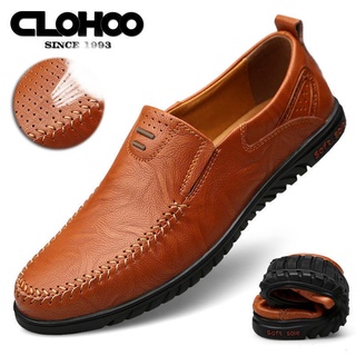 Qiaolehu real cuero de vacuno de los hombres casual zapatos de cuero de los hombres zapatos transpirable perforado de cuero suave suela suave guisantes zapatos de los hombres perezosos zapatos