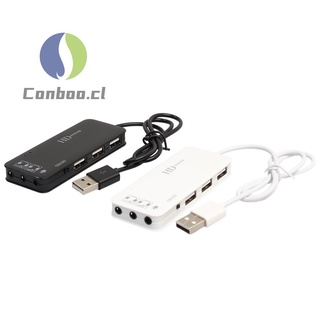 Conboo 3 puertos USB2.0 Hub con tarjeta de sonido externo adaptador de micrófono