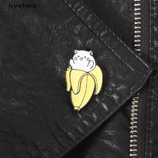 ivywhere moda esmalte plátano gato broche pines collar insignia corsage accesorios de joyería cl