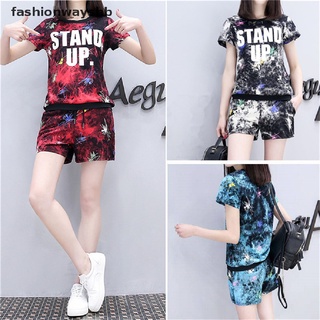 [Fashionwayshb] Printed summer ladies suit short-sleeved top and wide-leg pants two-piece suit [HOT]