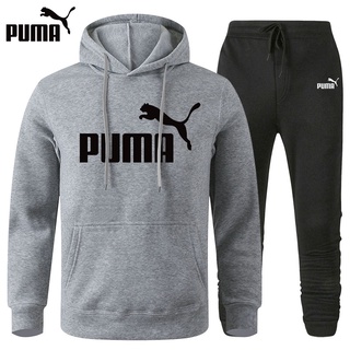 2 Unids/set Puma 2022 Otoño Invierno Nuevas Mujeres Hombres Suelto Jersey Con Capucha Top + Casual Pantalones Traje Japón Estilo S-3XL