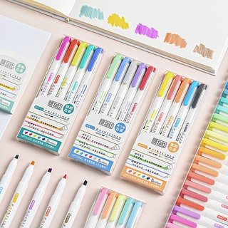 5Pcs Soft Tip Highlighter Color Marker Pen DIY Photo Album Journal Fluorescent Pen Student Stationery School Supplies