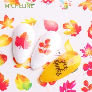 MICHELINE Japanese-style Autumn Nail Stickers Set Pumpkin Water Transfer Decals Nail Art Foil Decoration Maple Leaves Letters Manicure Charm Geometric Lines DIY Nail Tool
