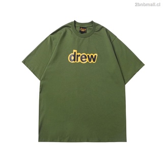 drew house verde simple letra logotipo renderizado camiseta hombres mujeres o-cuello de manga corta redondo top tees algodón amantes camiseta