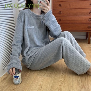 JACQUELYNN Cute Striped Sleepwear Sweet Women Nightgowns Pajamas Set Plus Thick Loose Style Autumn and Winter Comfortable Warm Temperament Flannel Nightdress/Multicolor (1)