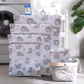 De dibujos animados encantador gato impresión bolsa de lavandería hogar proteger ropa bolsas de malla para lavadora de alta calidad lindo lavado bolsa de red