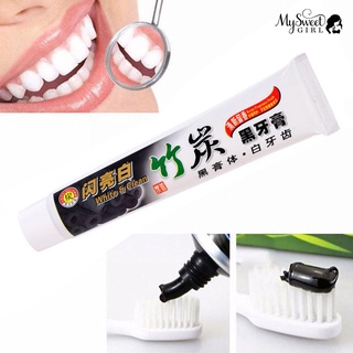 myswee pasta de dientes blanqueamiento de carbón de bambú dientes negro elimina manchas mal aliento
