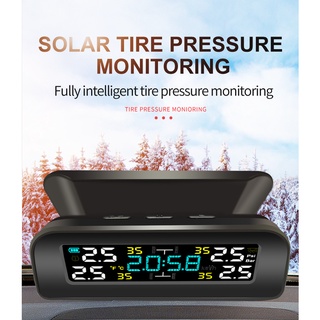inalámbrico solar tpms coche parabrisas monitor de presión de neumáticos sistema de alarma lcd pantalla a color con 4 sensores externos (2)